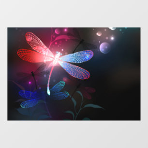 Glowing red dragonfly window cling