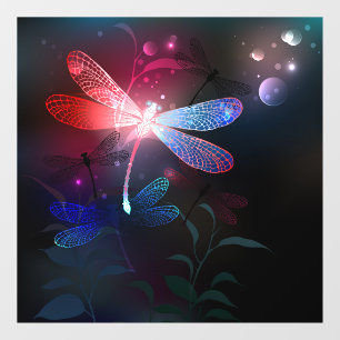Glowing red dragonfly window cling