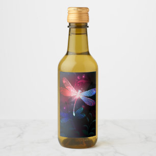 Glowing red dragonfly wine label