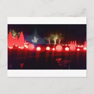 Glowing Red Light Art Installation Family Evening Postcard