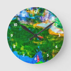 Glowing Reflecting Pond Round Clock