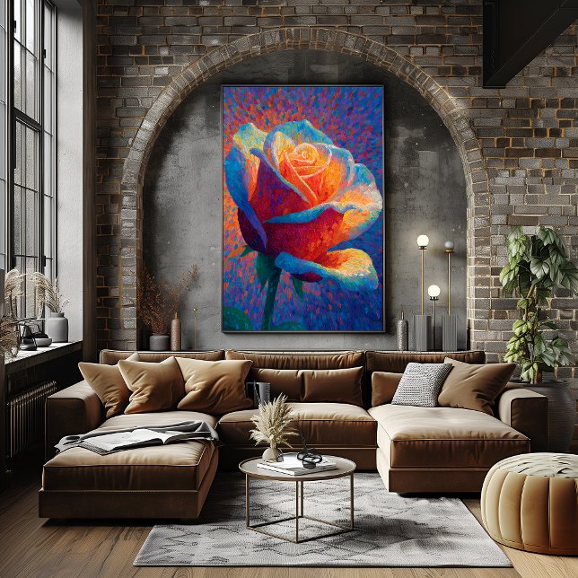 Glowing Rose Pointillism Flower Art Poster (Creator Uploaded)