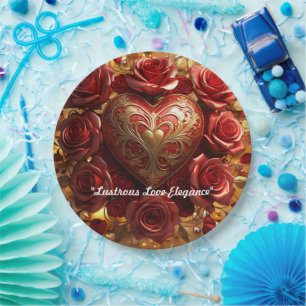 "Glowing Rose Splendour" Paper Plate