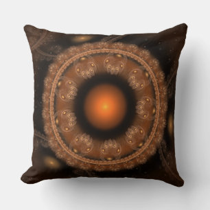 Glowing round fairy fractal pattern throw pillow