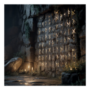 Glowing Rune Cavern Wall Poster