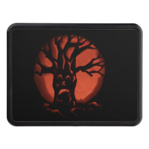 Glowing Scared Dead Tree Halloween Pumpkin Trailer Hitch Cover