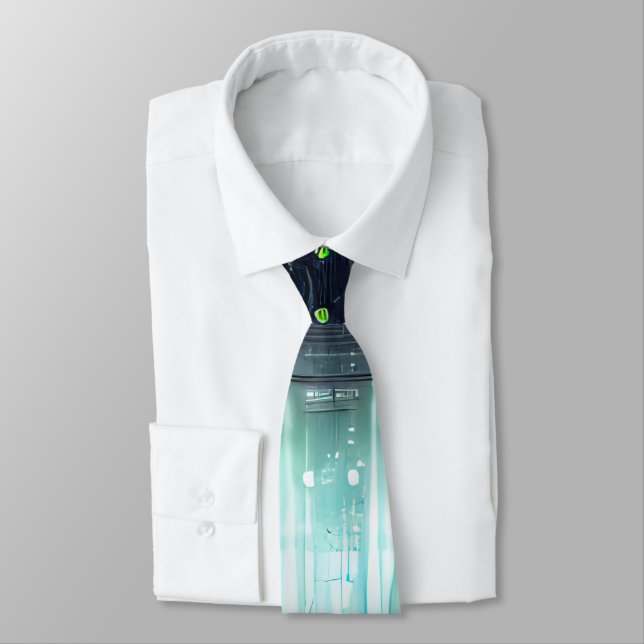 Glowing Sci-Fi Synthetic Cyber Tech Fiber Glass Tie (Tied)