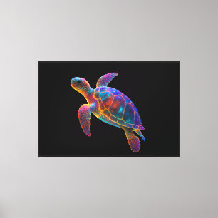 Glowing Sea Turtle Art - Vibrant Underwater Reptil Canvas Print
