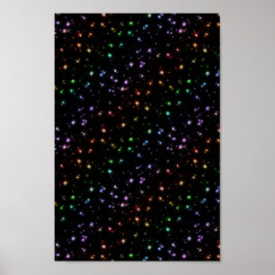 Glowing Shiny Rainbow Stars In Space Poster