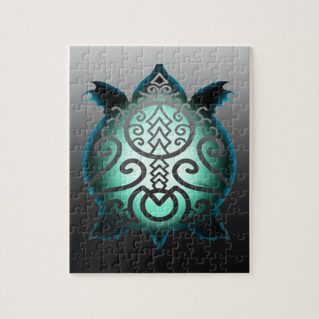 Glowing Silhouette Snapper Turtle Jigsaw Puzzle (Vertical)