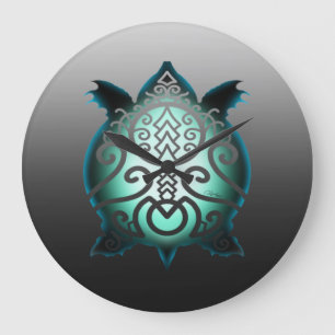 Glowing Silhouette Snapper Turtle Large Clock