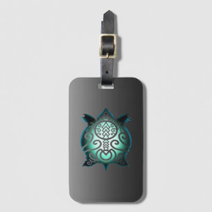 Glowing Silhouette Snapper Turtle Luggage Tag