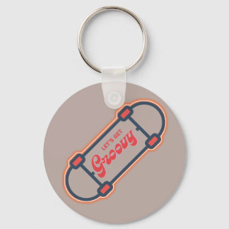 Glowing Skateboarder ...lets get groovy Keychain