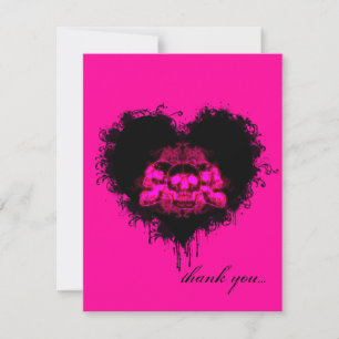 Glowing Skulls Goth Heart Thank You Card