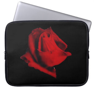 Glowing soft red rose mystery laptop sleeve