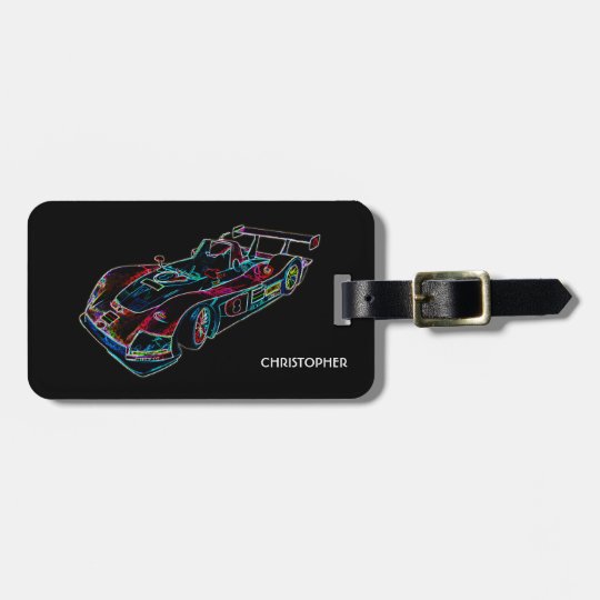 Glowing Sparkling Racing Luxury Neon Colours Car Luggage Tag