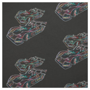 Glowing Sparkling Racing Luxury Neon Colours Cars Fabric