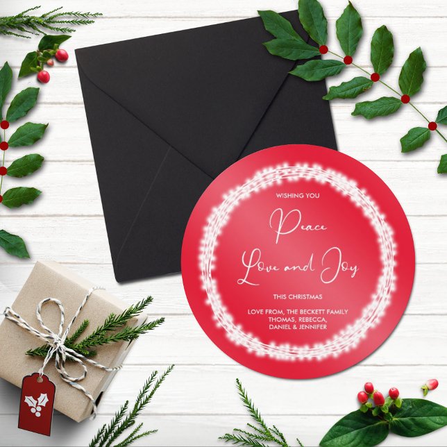 Glowing String Light Christmas Wreath Holiday Card (Creator Uploaded)