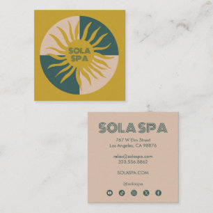 Glowing Sun Chic Modern Logo Social Media Icons Square Business Card