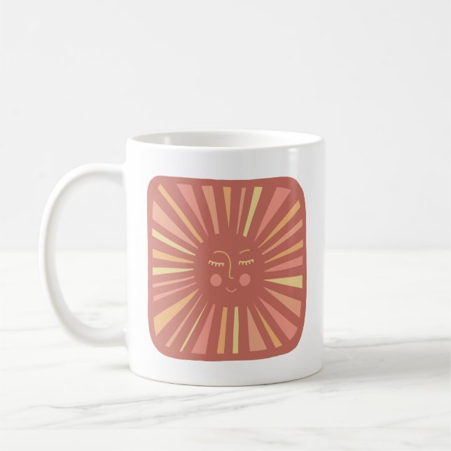 Glowing Sun Cute and Charming Pink Sunshine Coffee Mug (Left)