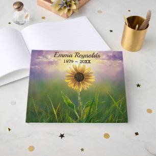 Glowing Sunflower In Grassy Meadow Guest Book