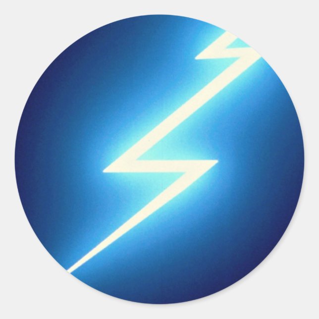 Glowing thunderbolt over black background classic round sticker (Front)