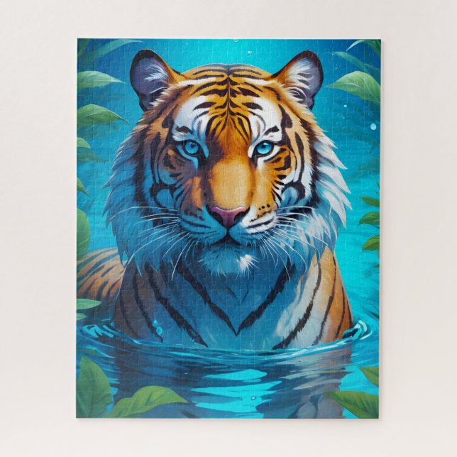 Glowing Tiger Profile Pic Tiger Art Photo Puzzles (Vertical)