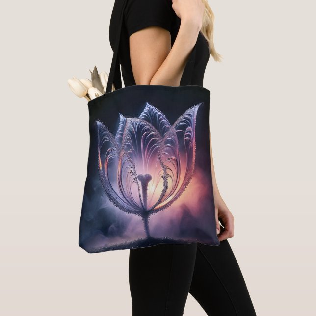 Glowing Translucent Tulip With Raindrops Tote Bag (Close Up)