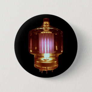 Glowing Transmitter Vacuum Tube 2 Inch Round Button