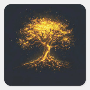  Glowing Tree of Life – Mystical and Enchanting  Square Sticker