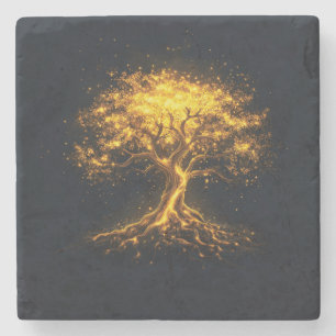 Glowing Tree of Life – Mystical and Enchanting Stone Coaster
