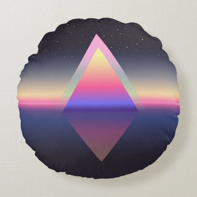 Glowing triangle. Ethereum concept. futuristic abs Round Pillow (Front)