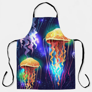 Glowing Underwater Jellyfish Horizontal Banner Apron