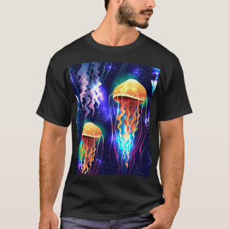 Glowing Underwater Jellyfish Horizontal Banner T-Shirt