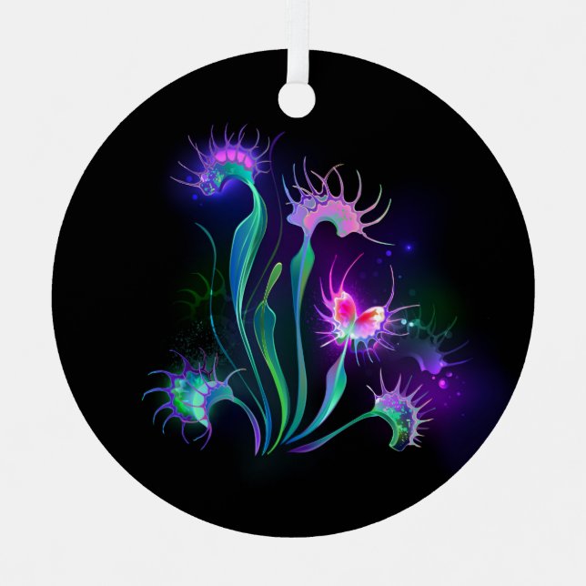 Glowing Venus Flytrap Metal Ornament (Front)