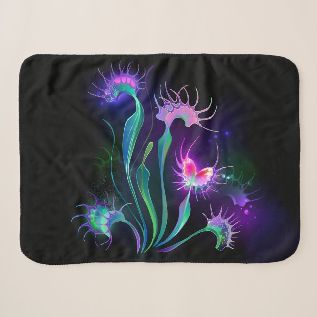 Glowing Venus Flytrap Sherpa Blanket (Front (Horizontal))