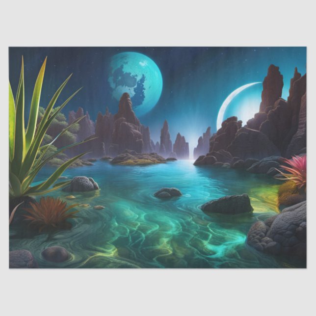 Glowing Water on a Distant Planet  Tissue Paper (Front)