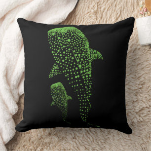 Glowing Whale Shark Particle Art Throw Pillow