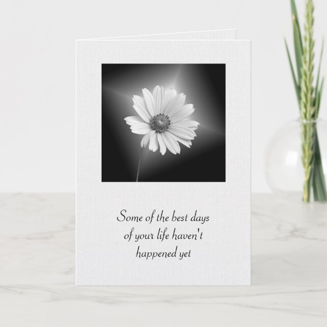 Glowing White Cosmos Flower Card (Front)