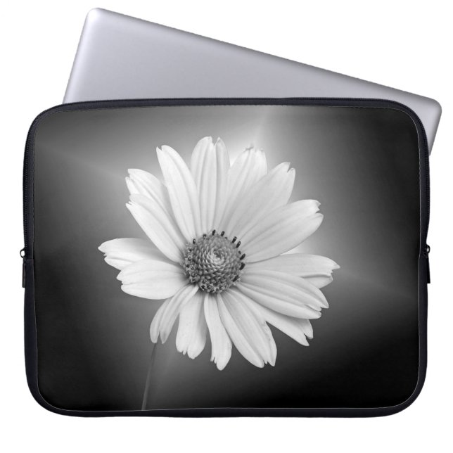 Glowing White Cosmos Flower Laptop Sleeve (Front)