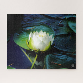 Glowing White Lotus Jigsaw Puzzle