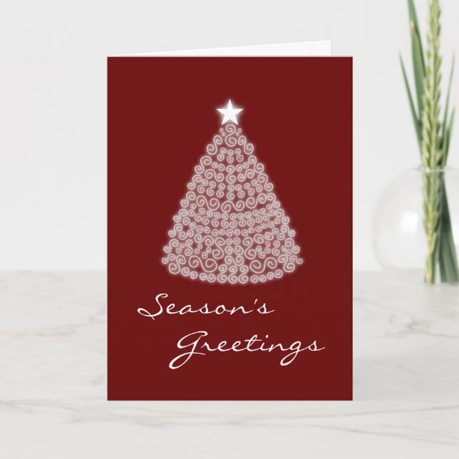 Glowing White Tree Christmas Card (Front)