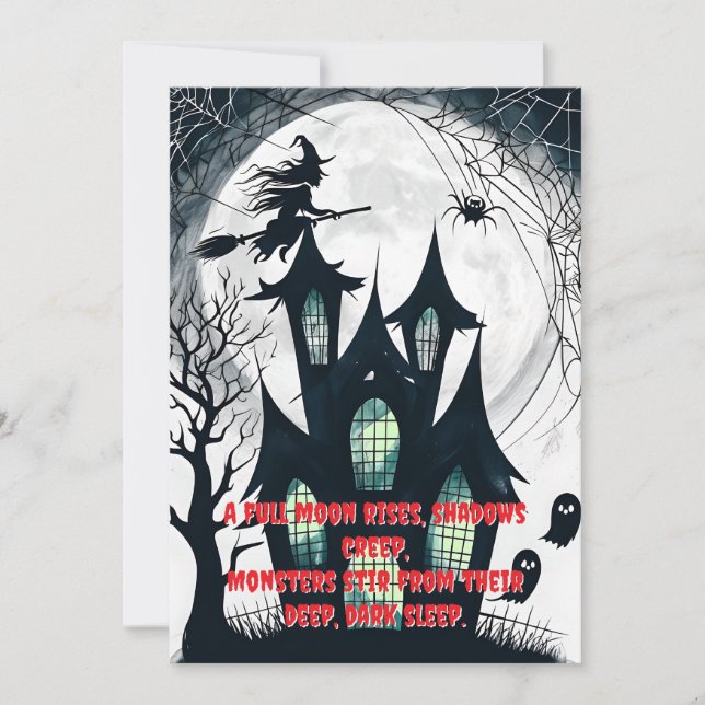 Glowing Windows Haunted House Invitation (Front)