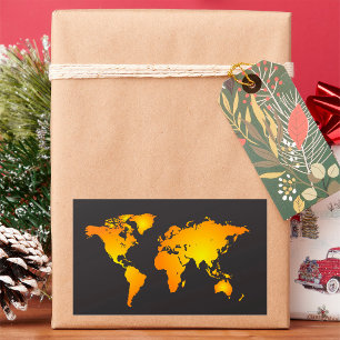 Glowing World Map in Orange and Yellow Sticker