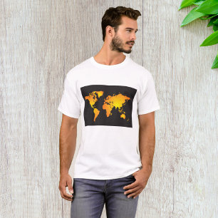 Glowing World Map in Orange and Yellow T-Shirt