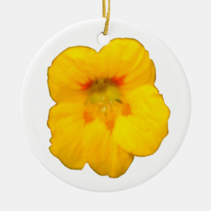 Glowing Yellow Nasturtium Custom Birthday Ceramic Ornament