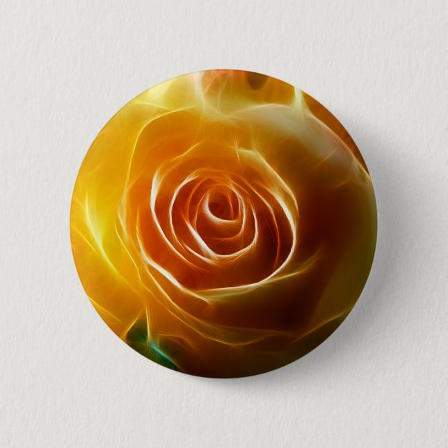 Glowing Yellow Rose Blossom Fractal Flower Art 2 Inch Round Button (Front)