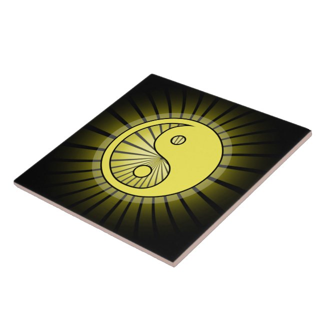 Glowing Yellow Yin Yang over Black Tile (Side)