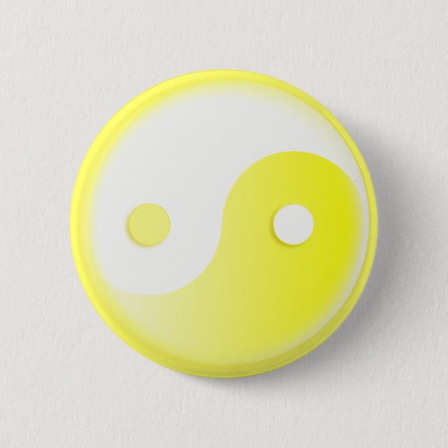 Glowing Yellow Yin/Yang Symbol 2 Inch Round Button (Front)