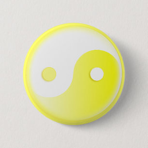 Glowing Yellow Yin/Yang Symbol 2 Inch Round Button